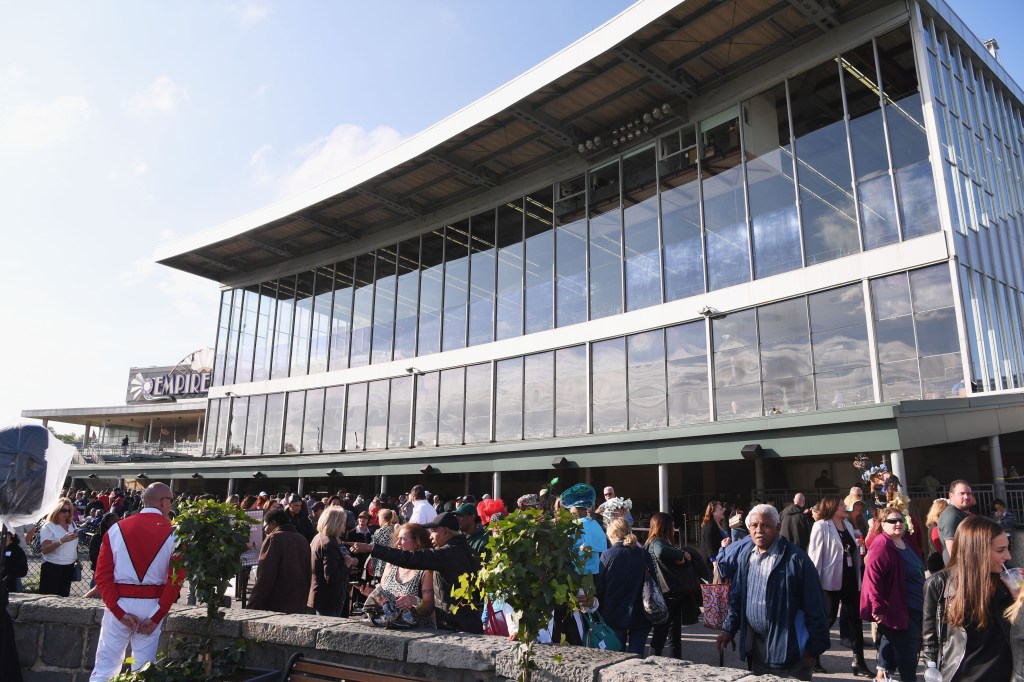 Guests attending the Kentucky Derby hat contest hosted by Kim Zolciak at Empire City Casino at Yonkers Raceway on May 6, 2017.