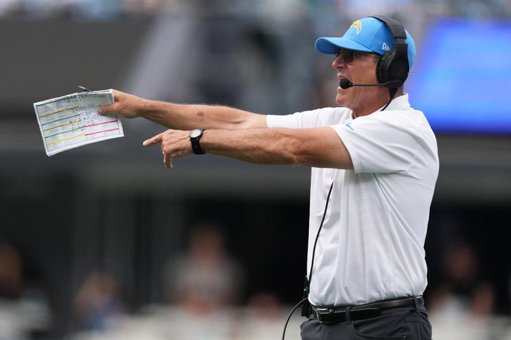 Jim Harbaugh has coached the Chargers to a 2-0 start.