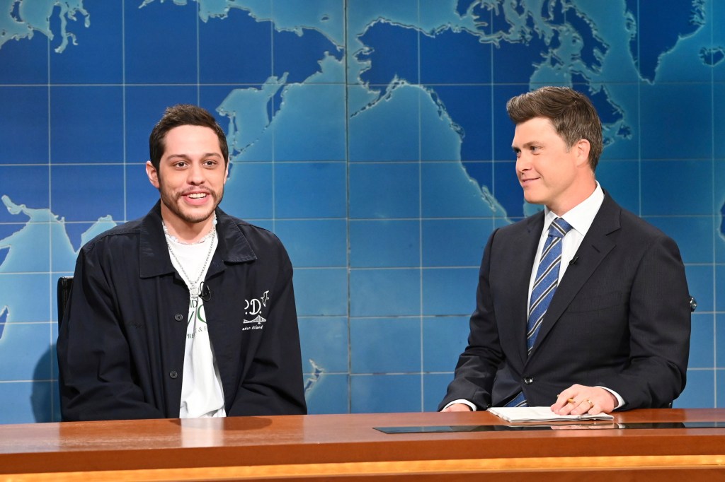 Pete Davidson and Colin Jost on SNL set