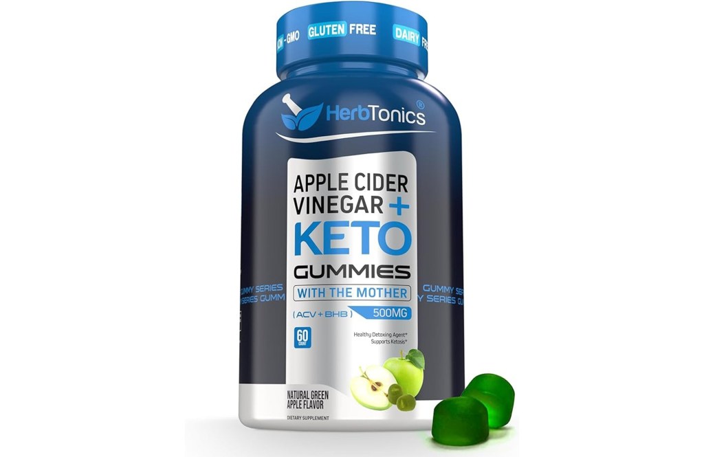 Herbtonics Keto Apple Cider Vinegar Gummies - Digestion & Detox Support - Sugar Free Keto BHB Advanced Formula for Metabolism Boost - Raw ACV with The Mother - 60 Apple Flavor Gummies