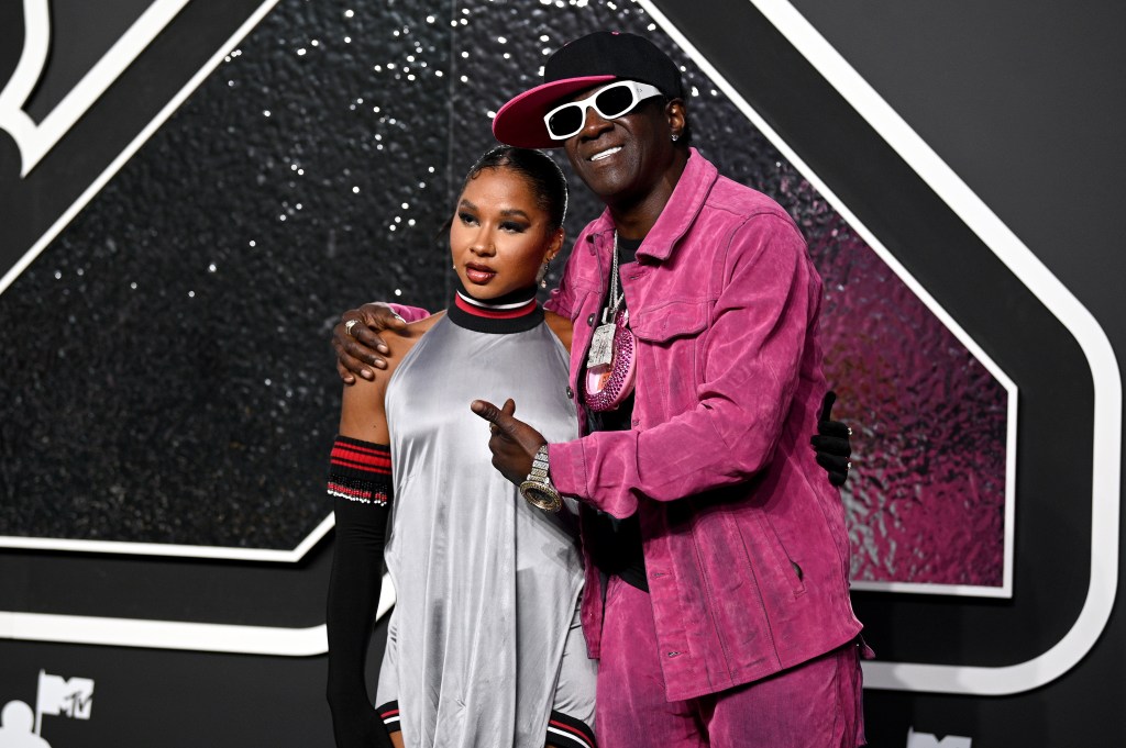 Jordan Chiles and Flavor Flav attend the 2024 MTV Video Music Awards at UBS Arena on September 11, 2024 in Elmont, New York.