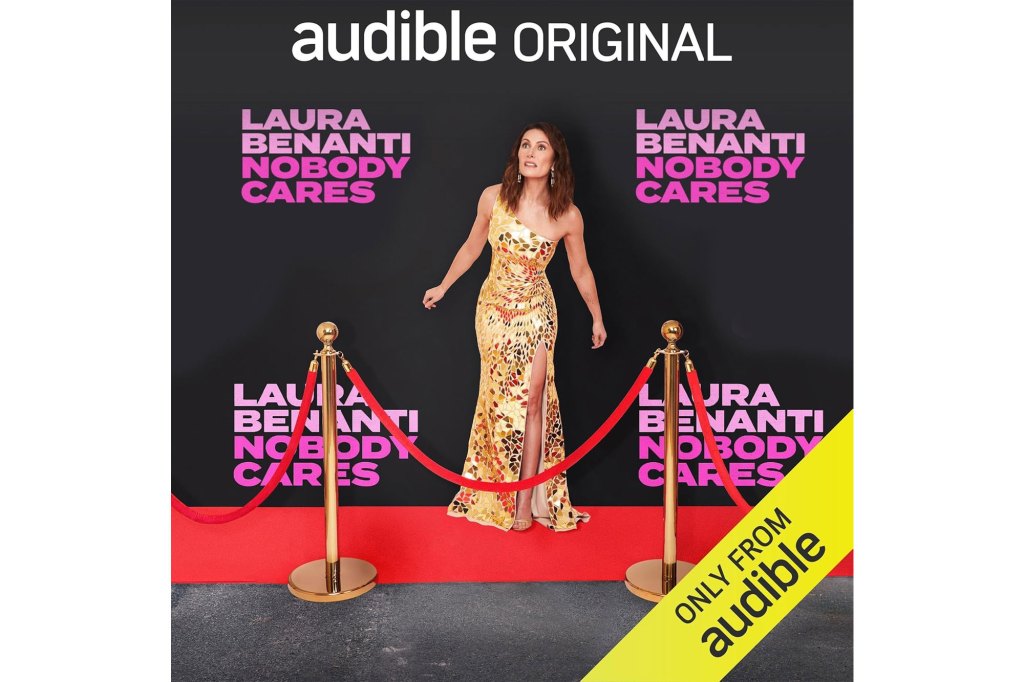 Laura Benanti, a woman in a dress, posing on a red carpet