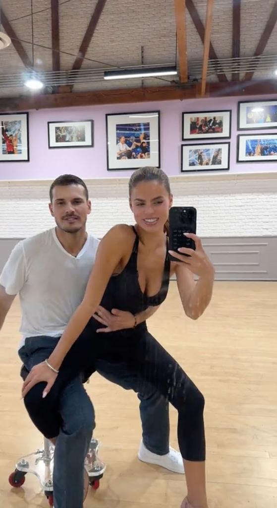 Brooks Nader and Gleb Savchenko rehearsing for "Dancing With the Stars."