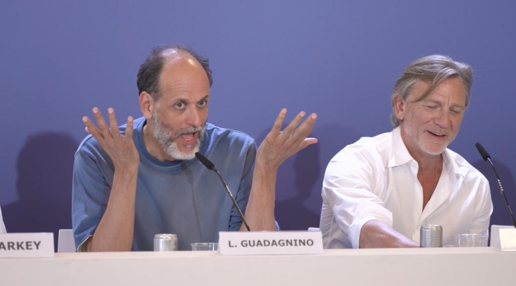 Luca Guadagnino jokingly discusses if James Bond could be gay, during the "Queer" press conference at the 81st Venice International Film Festiva on September 3, 2024 in Venice, Italy.