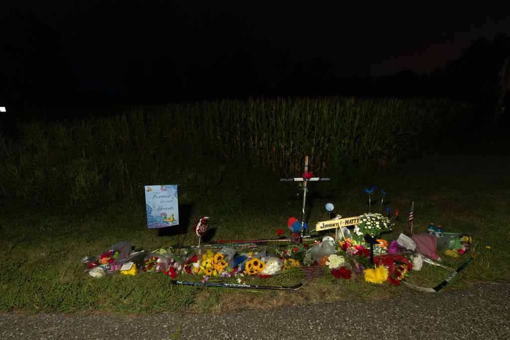 A makeshift memorial rests on the corner of Pennsville Auburn Road and Stumpy Lane where the incident occurred.