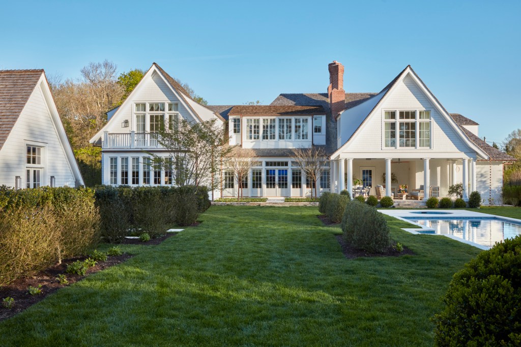 The exterior of the mansion they're in contract to purchase, which comes with a pool.