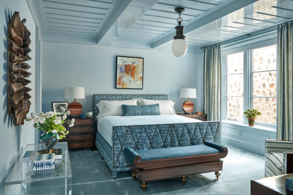 A bedroom in blue