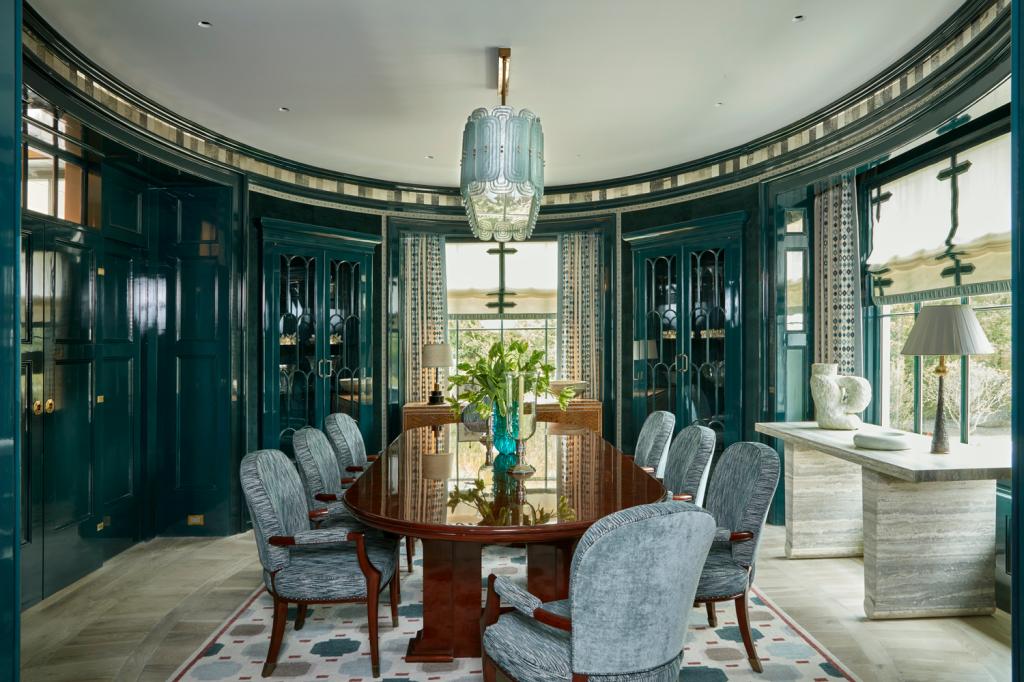 The interiors are chic, and don't shy from rich jewel tones.