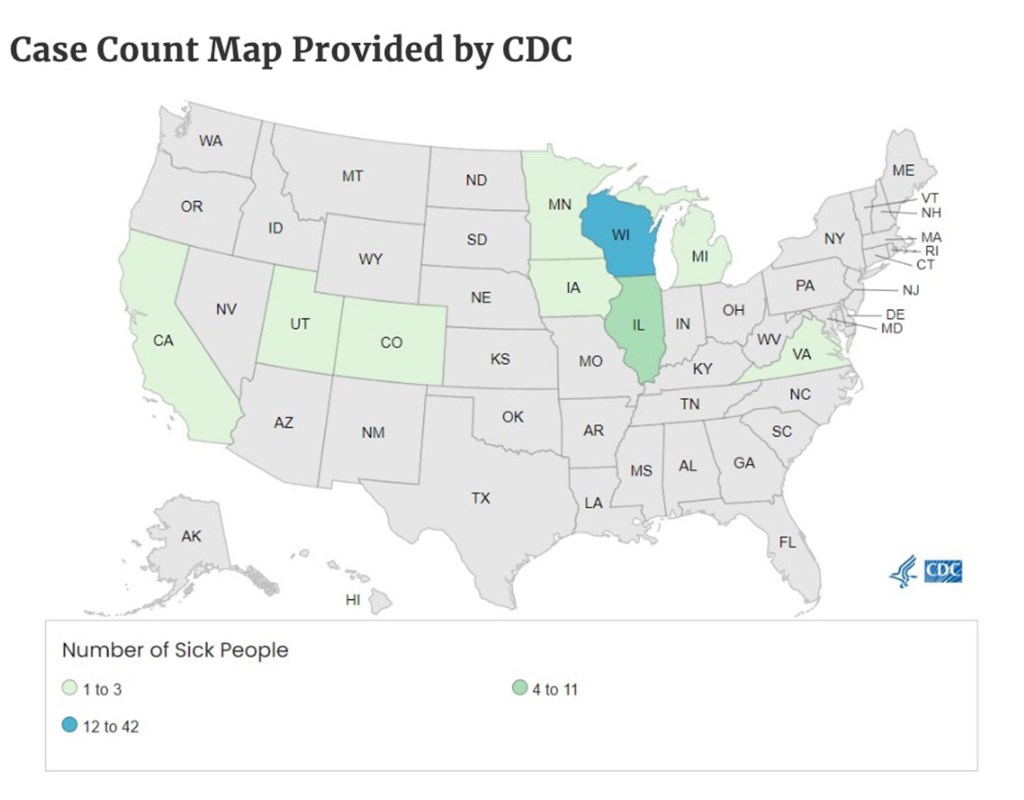 graphic showing salmonella cases