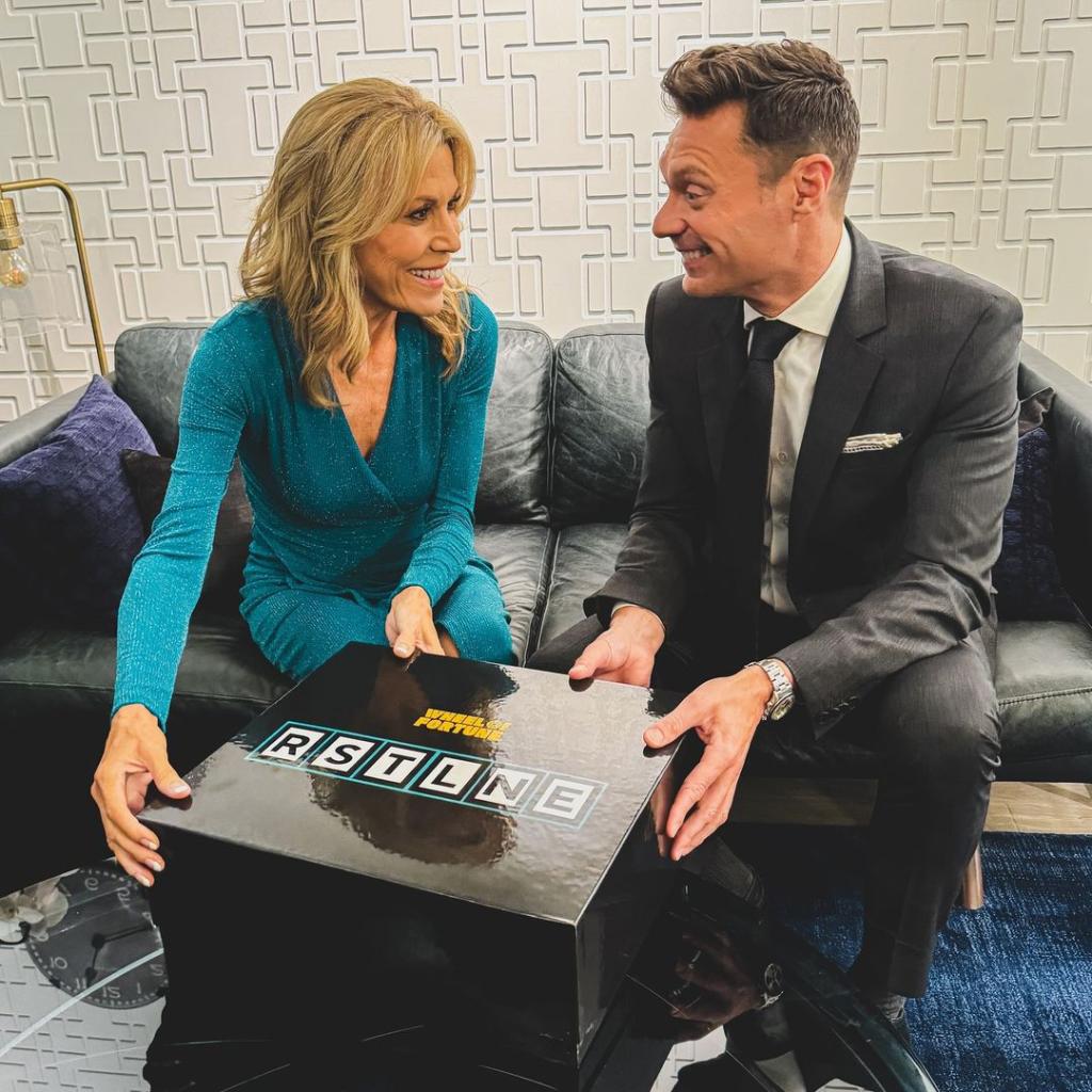 Vanna White and Ryan Seacrest backstage at "Wheel of Fortune"