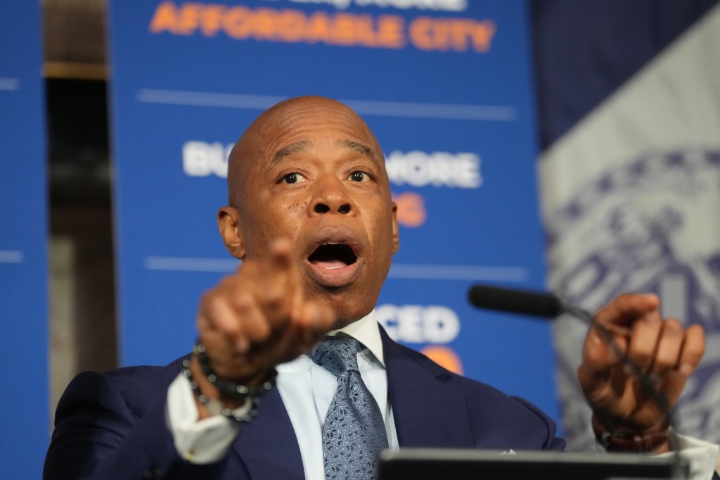 New York City Mayor Eric Adams speaks during a news conference at City Hall on Tuesday, September 17, 2024.