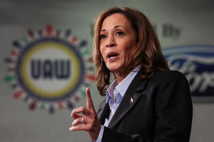 Vice President Kamala Harris speaking at North Western High School in Detroit on Sept. 2, 2024.