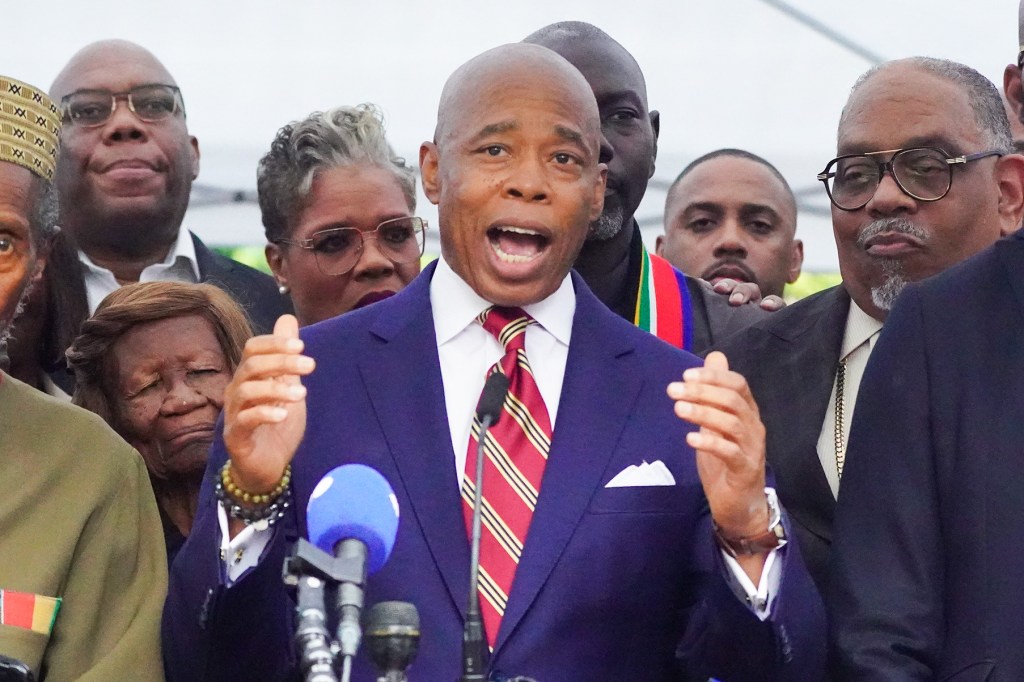 NYC Mayor Eric Adams held a press conference outside Gracie Mansion this morning