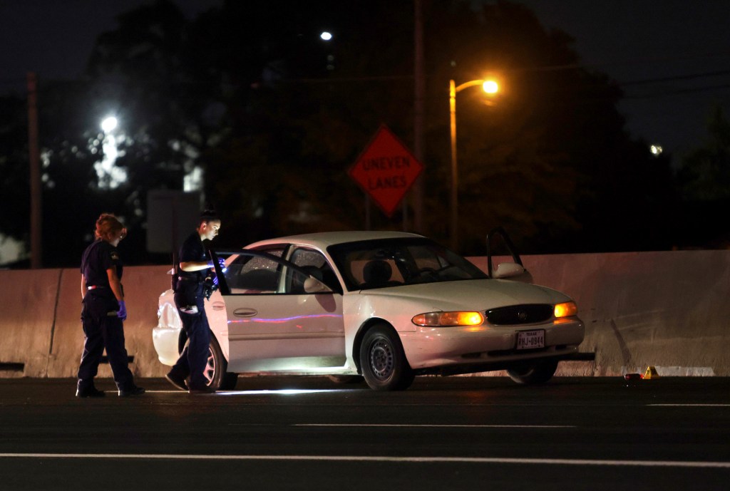 Cobb-Bey's car is investigated after he was killed by police on Aug. 29, 2024 in Lewisville, Texas.