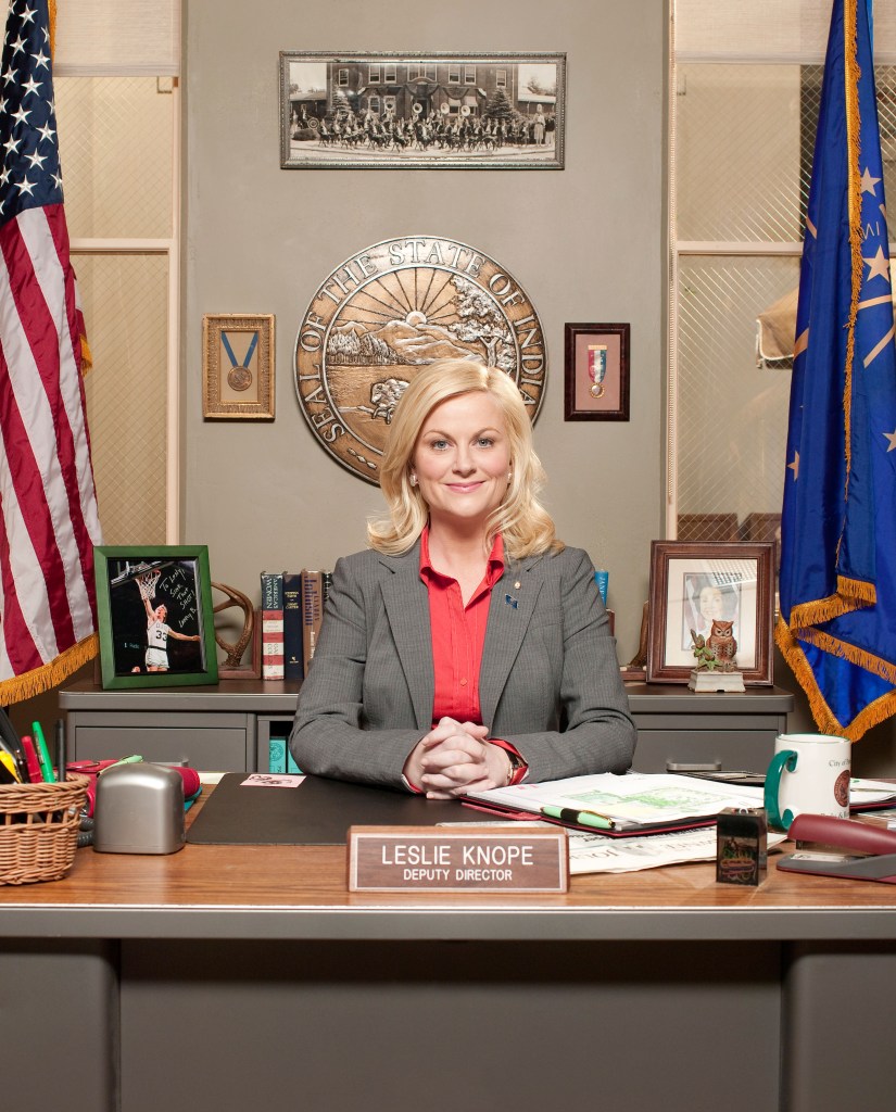 Amy Poehler as Leslie Knope.