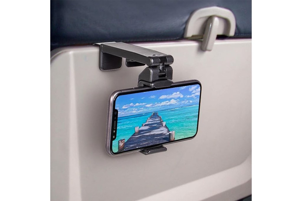 A cell phone on a holder