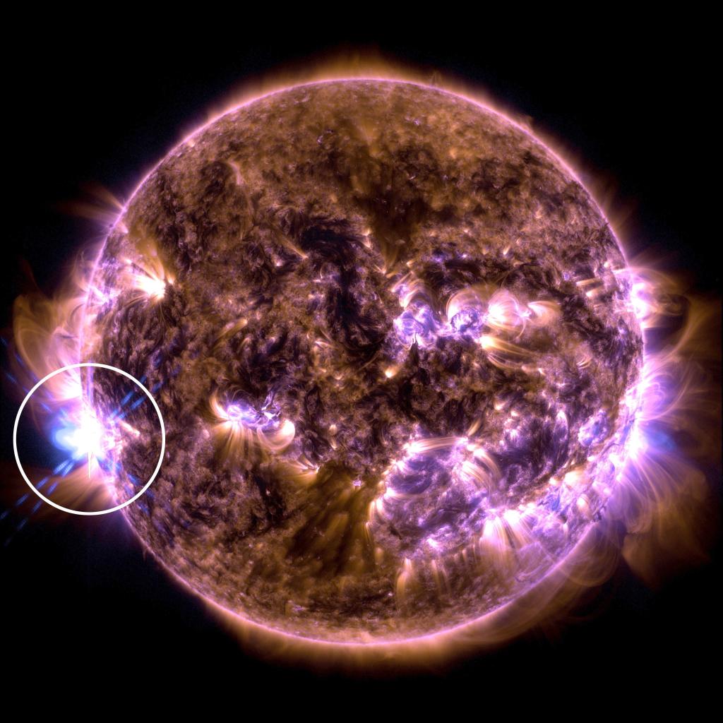 The sun emitting a solar flare.