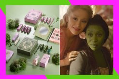 A collage of two women, including Cynthia Erivo and Ariana Grande