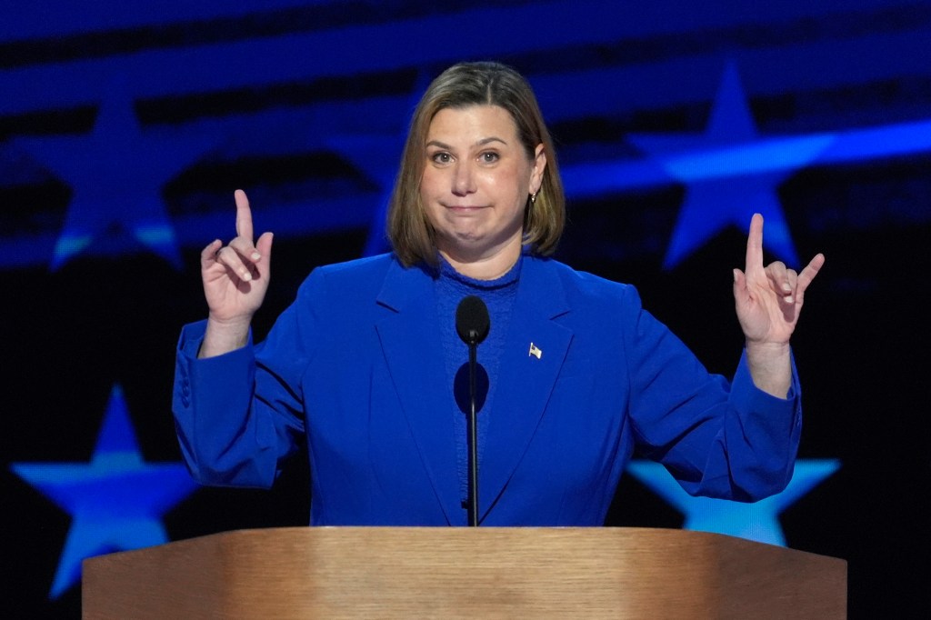 Rep. Elissa Slotkin, D-Mich., speaks during the Democratic National Convention Thursday, Aug. 22, 2024, in Chicago.