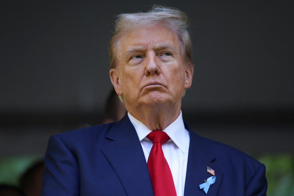 Former President Donald Trump attending the 9/11 Memorial ceremony on the 23rd anniversary of the attacks in New York.