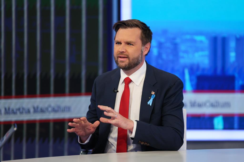 Republican vice presidential nominee, U.S. Senator JD Vance (R-OH) visits "The Story with Martha MacCallum" at Fox News Channel Studios on September 11, 2024 in New York City. 