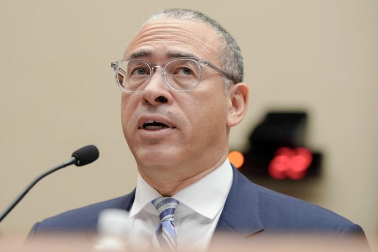 Rutgers University President Jonathan Holloway testifies during a hearing of the House Committee on Education and the Workforce regarding pro-Palestinian protests on college campuses, May 23, 2024, on Capitol Hill in Washington. 