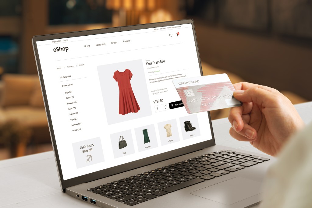 Shopping online with credit card concept. 