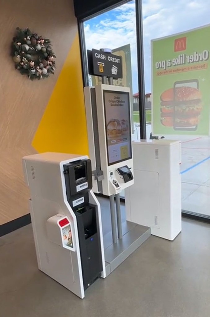 Fully-automated McDonald's test location in Fort Worth, Texas featuring self-order screens and a cashless payment system.