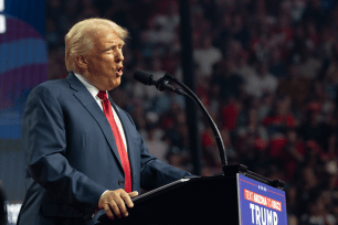 Trump holds news conference in Rancho Palos Verdes, California.