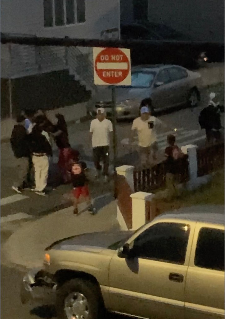 Security camera footage captured a street brawl in Gerritsen Beach, Brooklyn on Sept. 22, 2024.