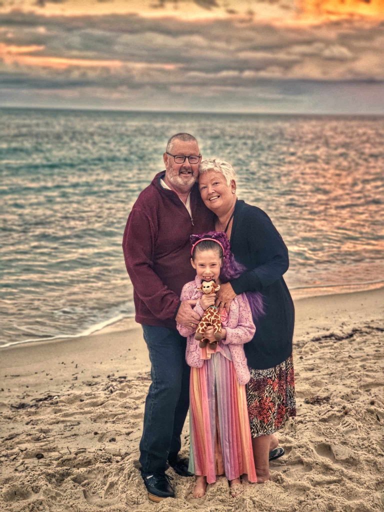 Geoff Seedall with granddaughter Zara Seedall and partner Eileen Seedall. 