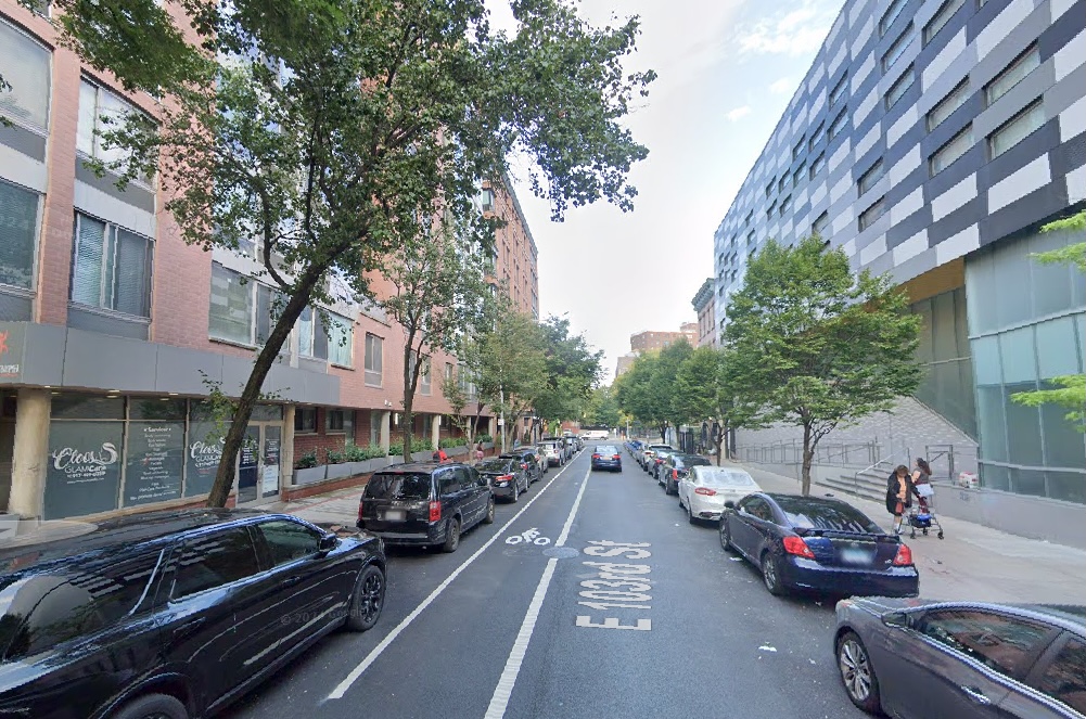 Street in East Harlem where Paul Dawkins was shot in 1976 with parked cars