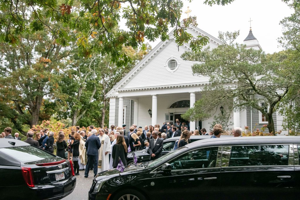 Mourners gathered outside for Ethel Kennedy's funeral.