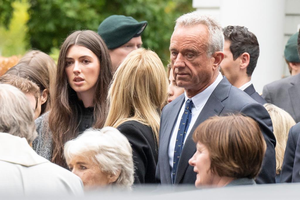 Kyra Kennedy and her father, Robert F. Kennedy Jr., at the funeral of Ethel Skakel Kennedy in Centerville, MA