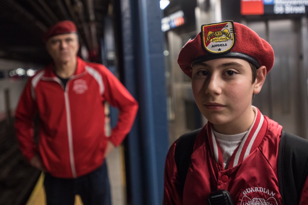 161021_, Guardian Angels, Curtis Sliwa and his son Anthony Chester, NY,  NY,  For Suday _J.C. Rice