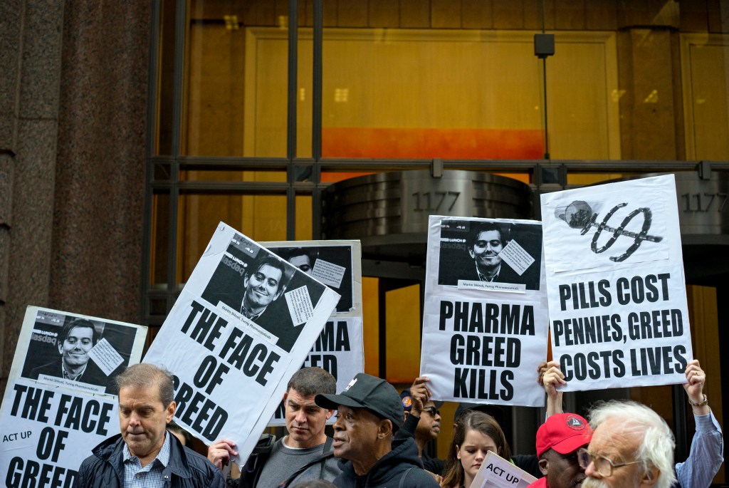 Anti-Shkreli protesters in 2015