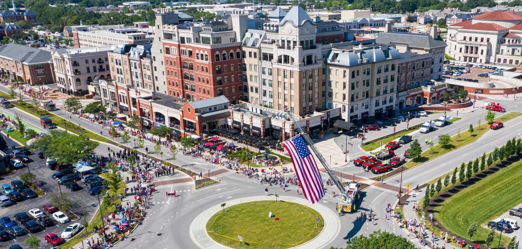 The downtown of Carmel, Indiana.