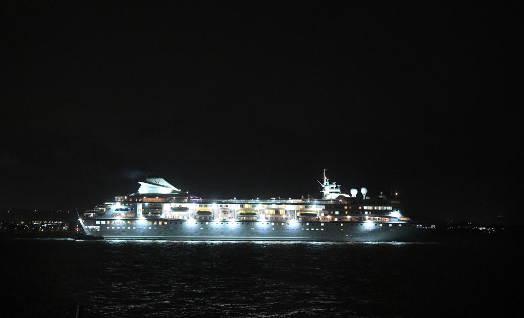 The Villa Vie Residences' Odyssey cruise ship finally departs from the harbor on Sept. 30, 2024.