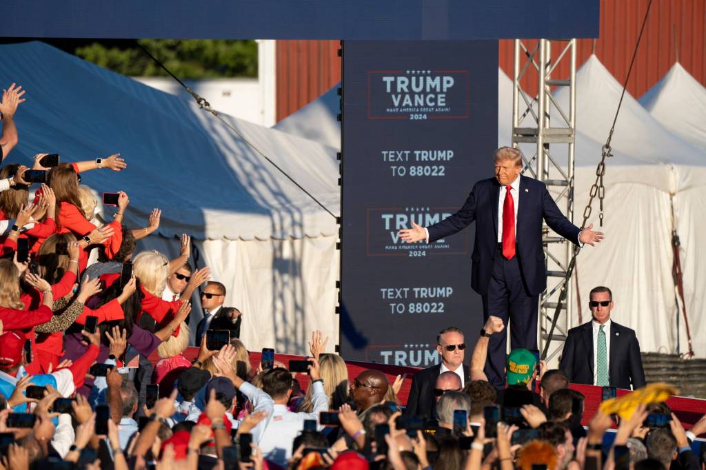 Former President Donald Trump speaks at a campaign rally in Butler, Pa., on October 5, 2024.