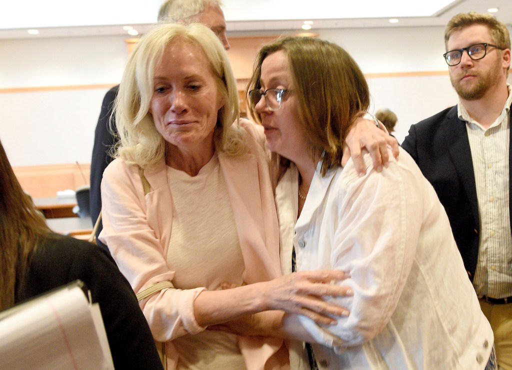 This photo from Aug. 2 shows Alexandra Eckersley sobbing with her mother, Nancy, after the jury gave their verdict.