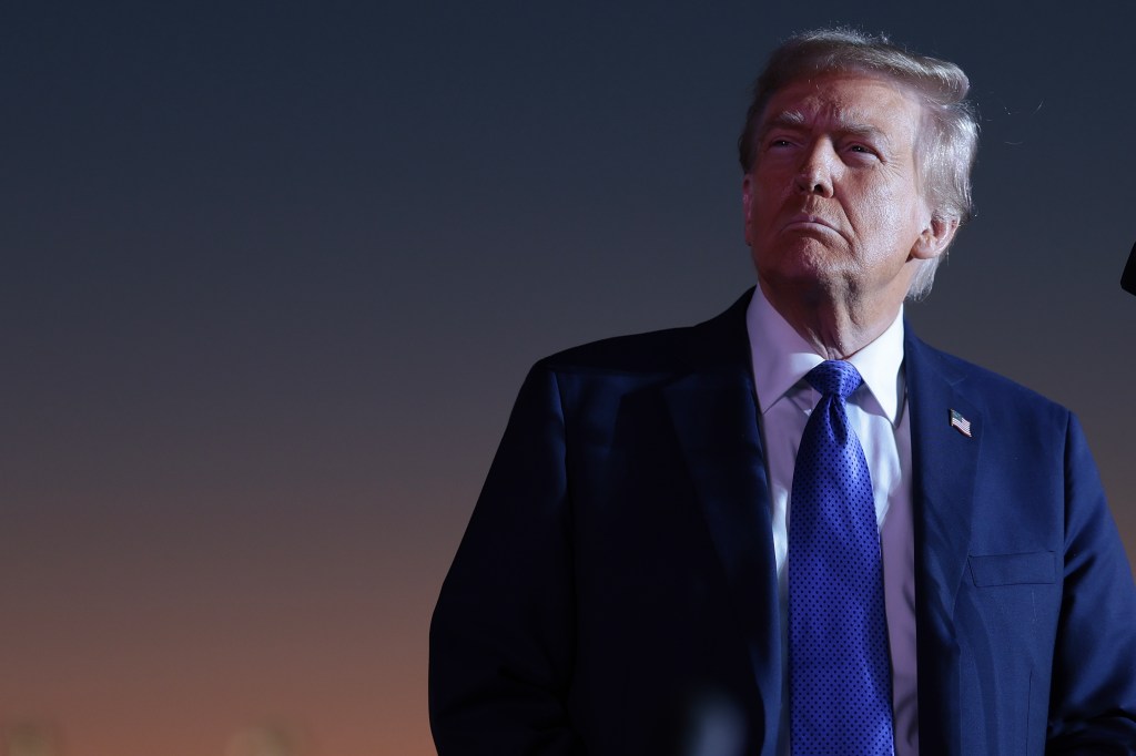 Republican presidential nominee, former U.S. President Donald Trump, speaks during a campaign rally on October 19, 2024, in Latrobe, Pennsylvania.