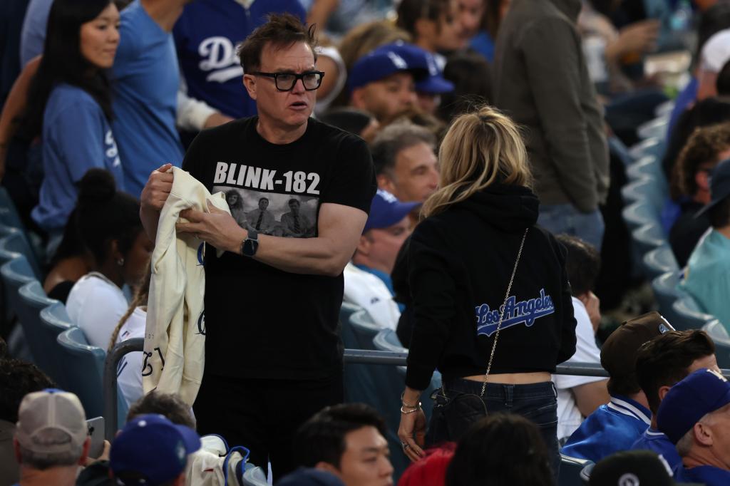 Mark Hoppus looks on during Game Two of the 2024 World Series