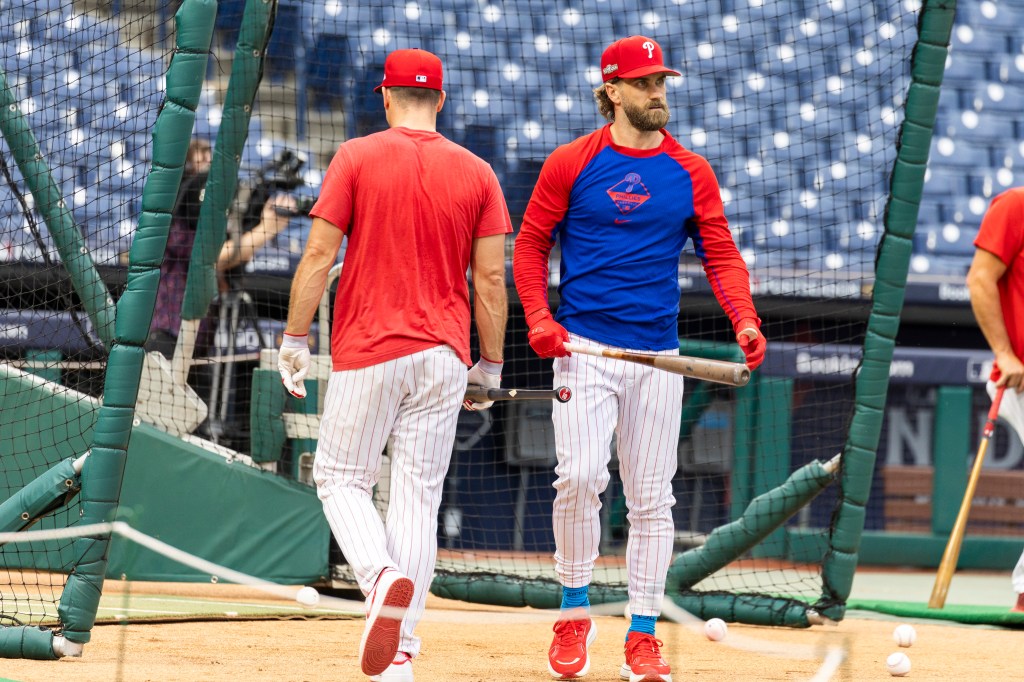 Bryce Harper takes batting practice