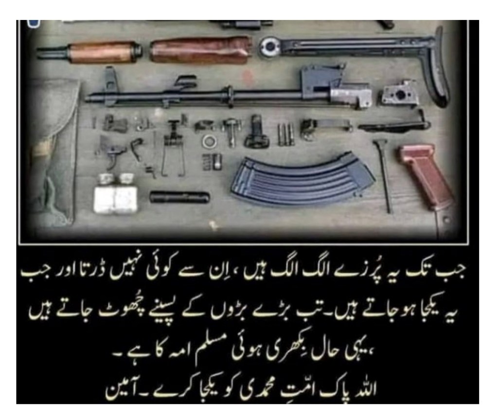 A disassembled weapon posted online by Khan.