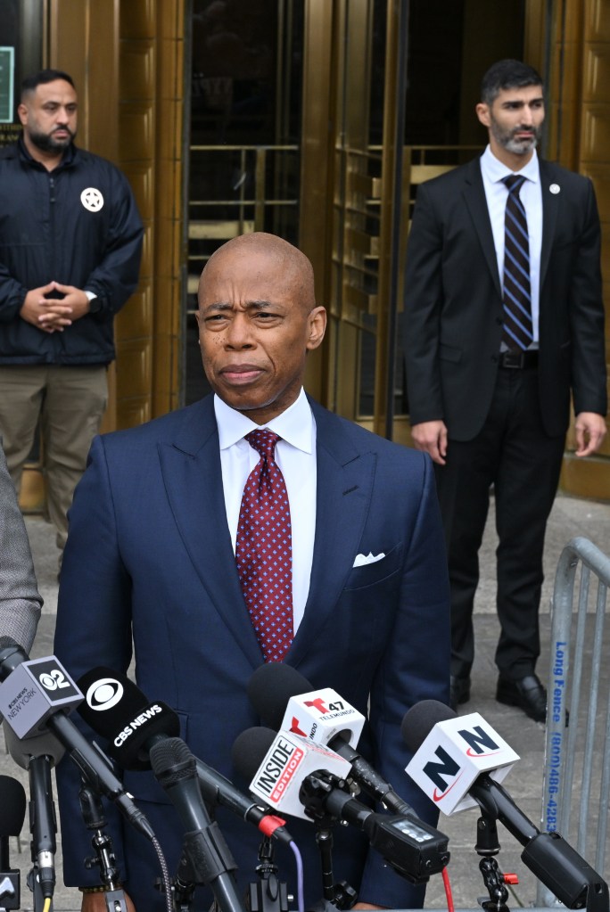 NYC Mayor Eric Adams outside Federal Court.