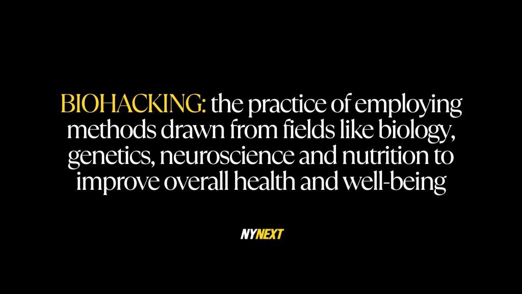 White text titled 'Biohacking-Define' on a black background