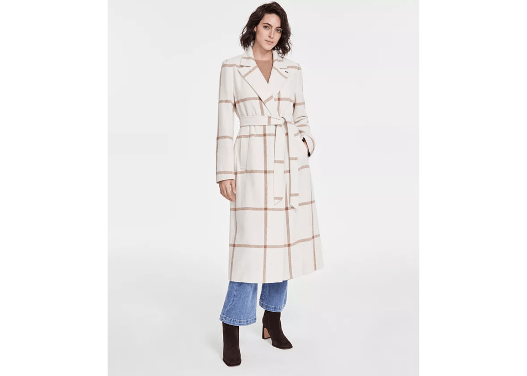DKNY Women's Notched-Collar Double-Breasted Wrap Coat
