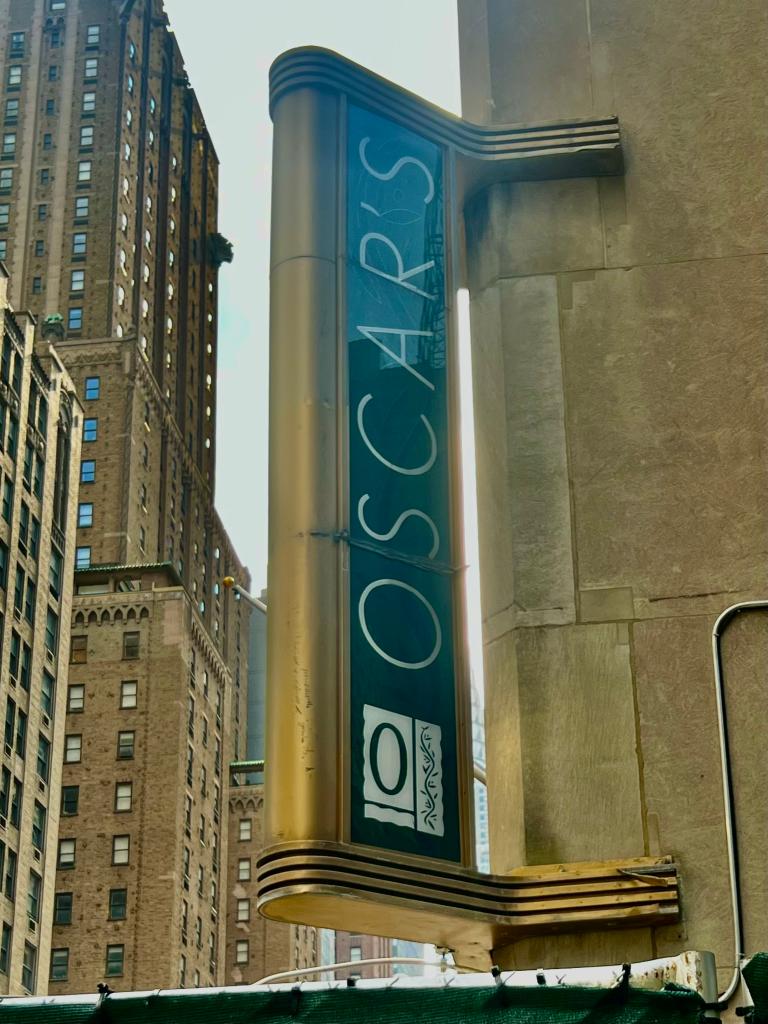 Oscar's sign at the Lexington Avenue at East 50th Street corner