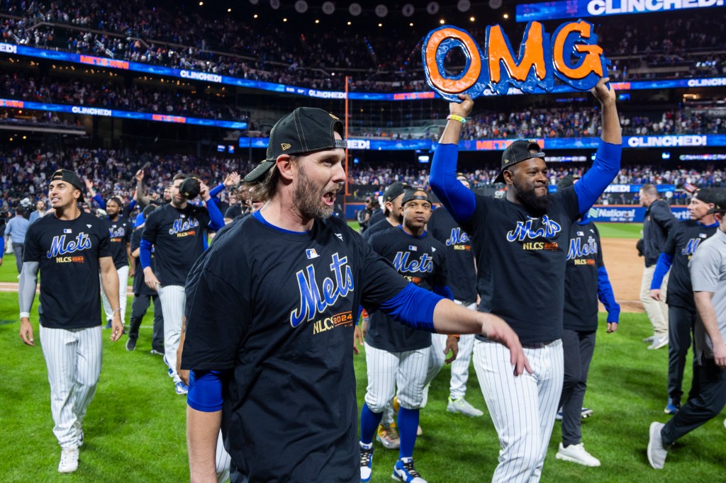 Jeff McNeil, who is hoping to return for the NLCS, celebrates after the Mets' NLDS-clinching win over the Phillies in Game 4.