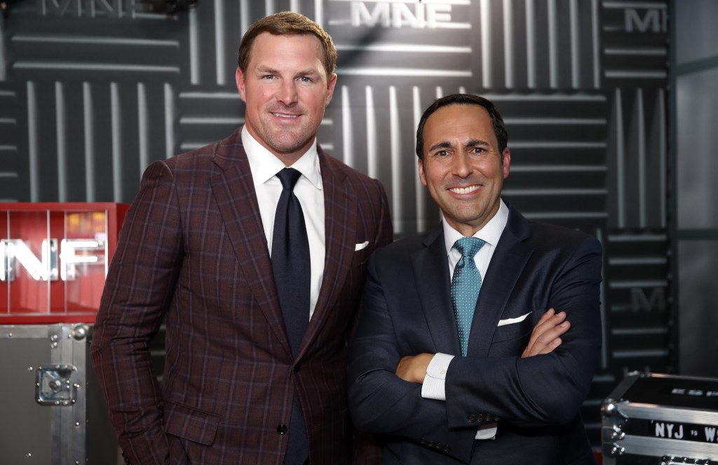 Joe Tessitore (right, with Jason Witten) was only on "Monday Night Football" for a short time.